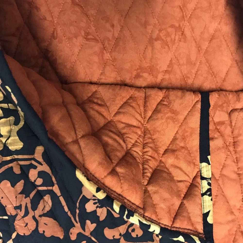 NTCO Nomadic Traders Small Floral Quilted Fall Autumn Colors Black Rust‎ Pockets